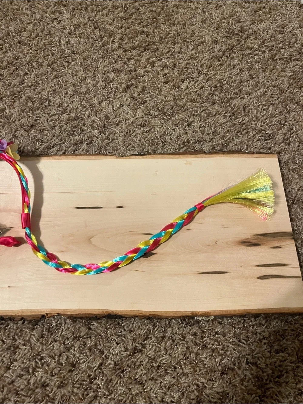 Claire's Multicolor Flower Headband with Rainbow Braided Tail NWT